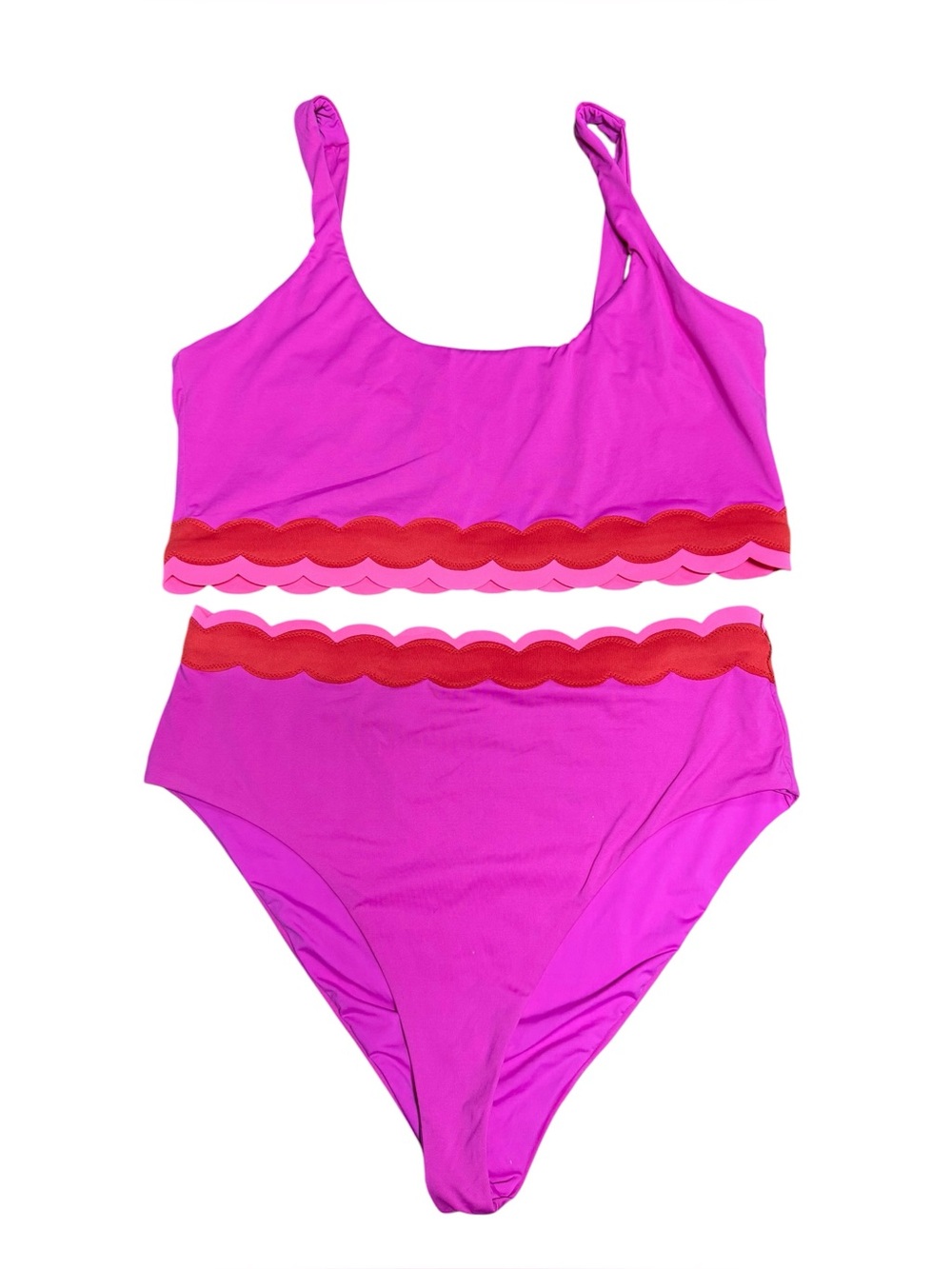 Beach Riot Marin Harriet Pink Wave Swimsuit Set SZ Top: XL B: Large - Picture 5 of 7